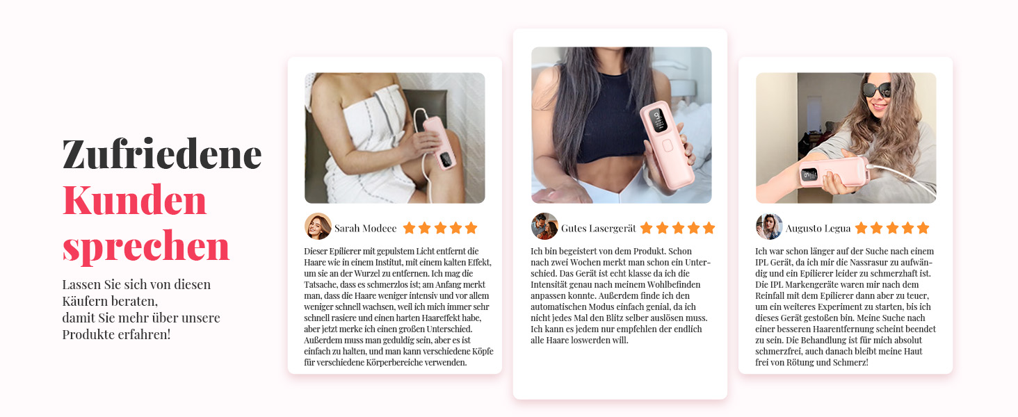 Пристрій для епіляції IPL Laser - Безболійна епіляція вдома: 9 рівнів, 999 900 імпульсів світла для тіла, обличчя та бікіні. Рожевий колір