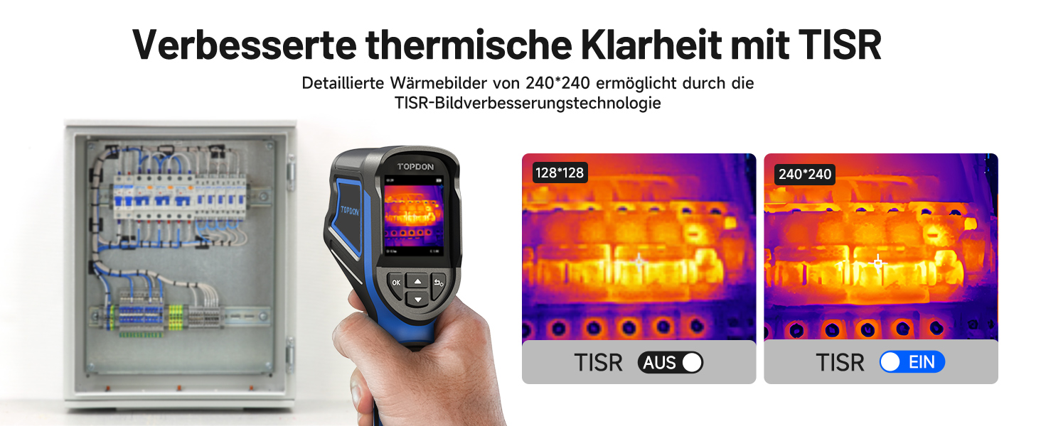 TOPDON TC004 Міні тепловізор, 240x240 IR-роздільна здатність, ручний тепловізійний прилад, 15 годин роботи від акумулятора, частота оновлення 25 Гц, діапазон температур -20℃ до 450℃, високий/низький температурний тригер, чорно-синя палітра