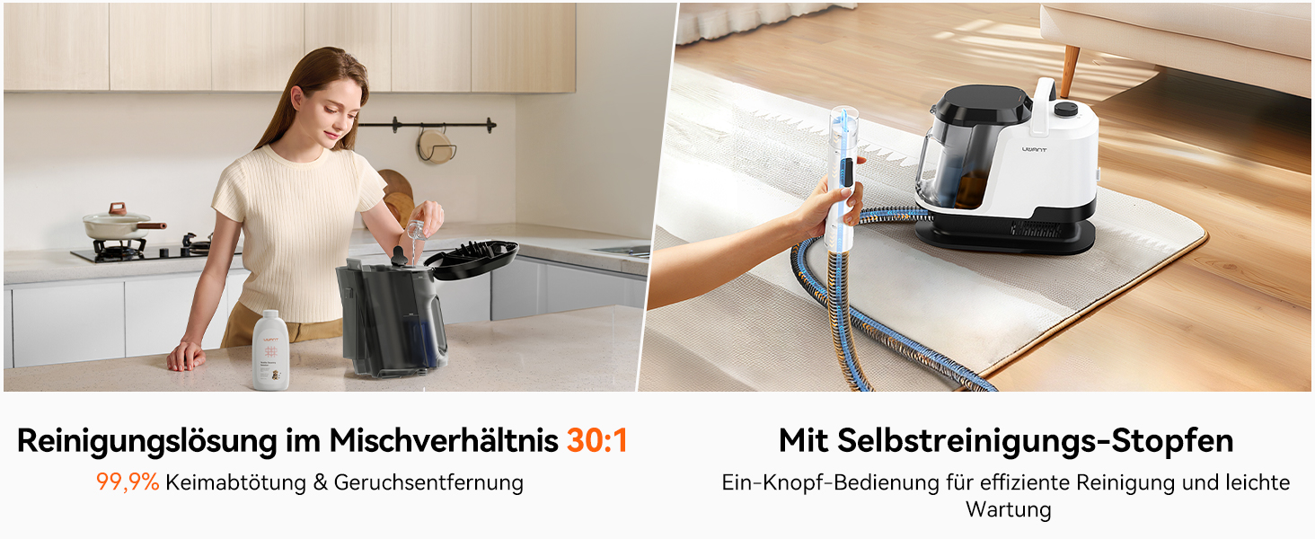 Uwant Y100 Пароочисник для диванів, килимів та авто. 3-в-1, 18KPA, 1750W, 65°C, самоочищення, 7 насадок та засіб для чищення, 2 роки гарантії