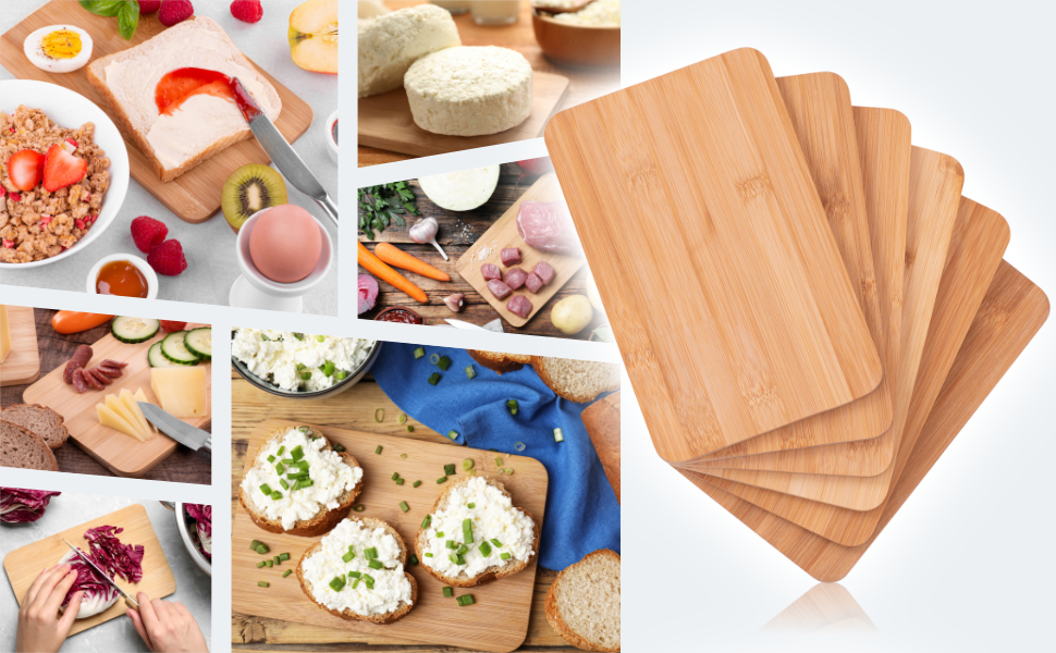 Набір з 6 дерев'яних підставок для сніданку з бамбука, 22x14x0,8 см