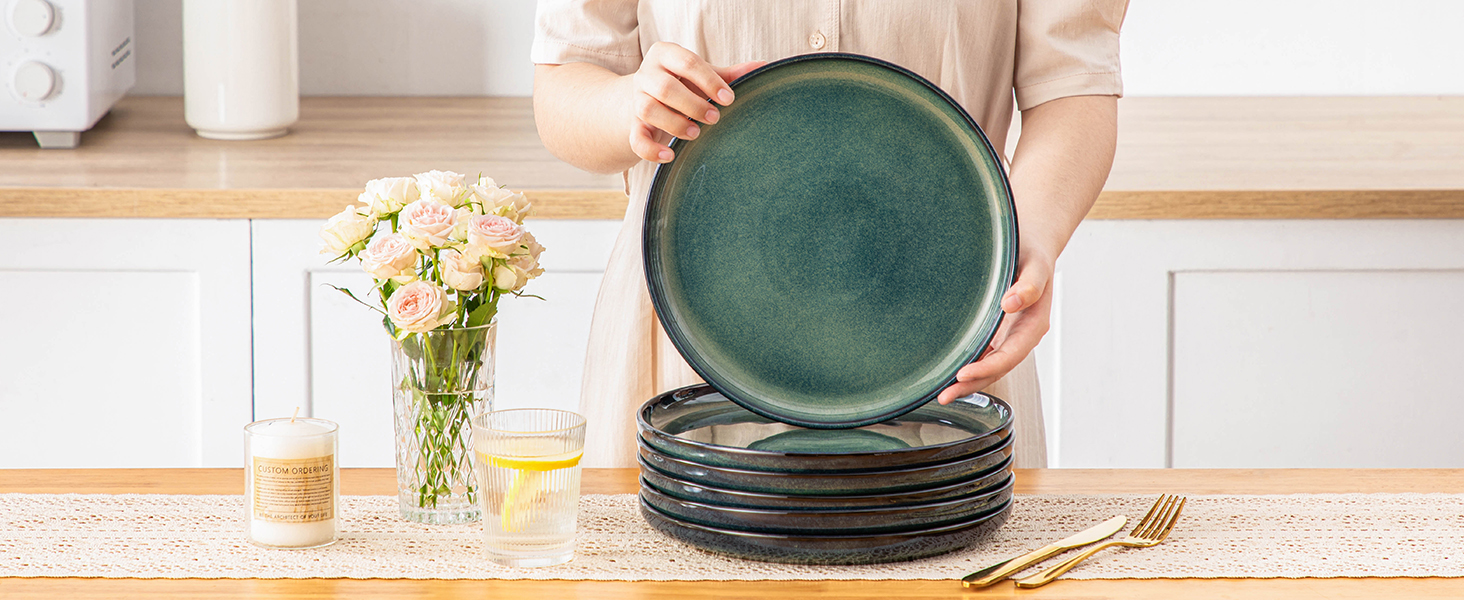 Vancasso Starry 24-Piece Stoneware Dinnerware Set - 6 Person Blue Tableware Set with Plates, Bowls & Dessert Plates