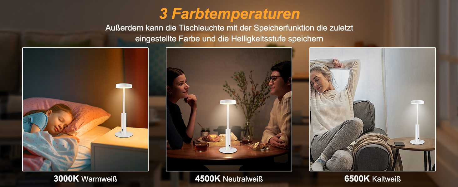 Бездротова LED лампа для столу з регулюванням кольору та яскравістю, сенсорне керування, для дому та кафе