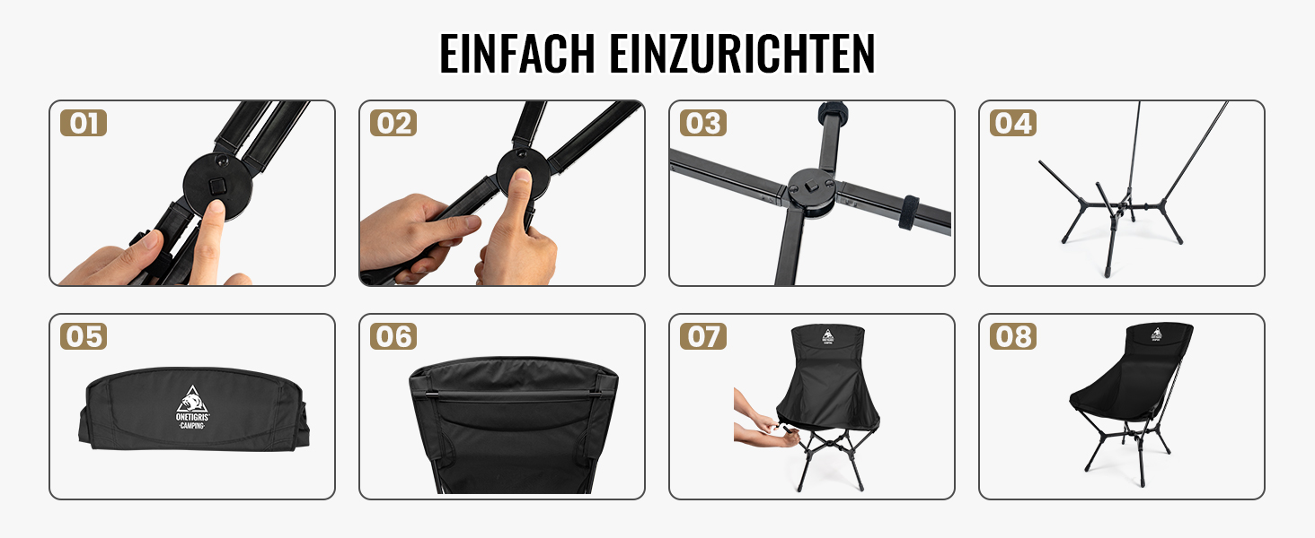 Кемпінговий стілець OneTigris OASISFLEX складний високий, вантажопідйомність 150 кг, чорний. Стілець для риболовлі, походу, відпочинку на природі з бічними кишенями