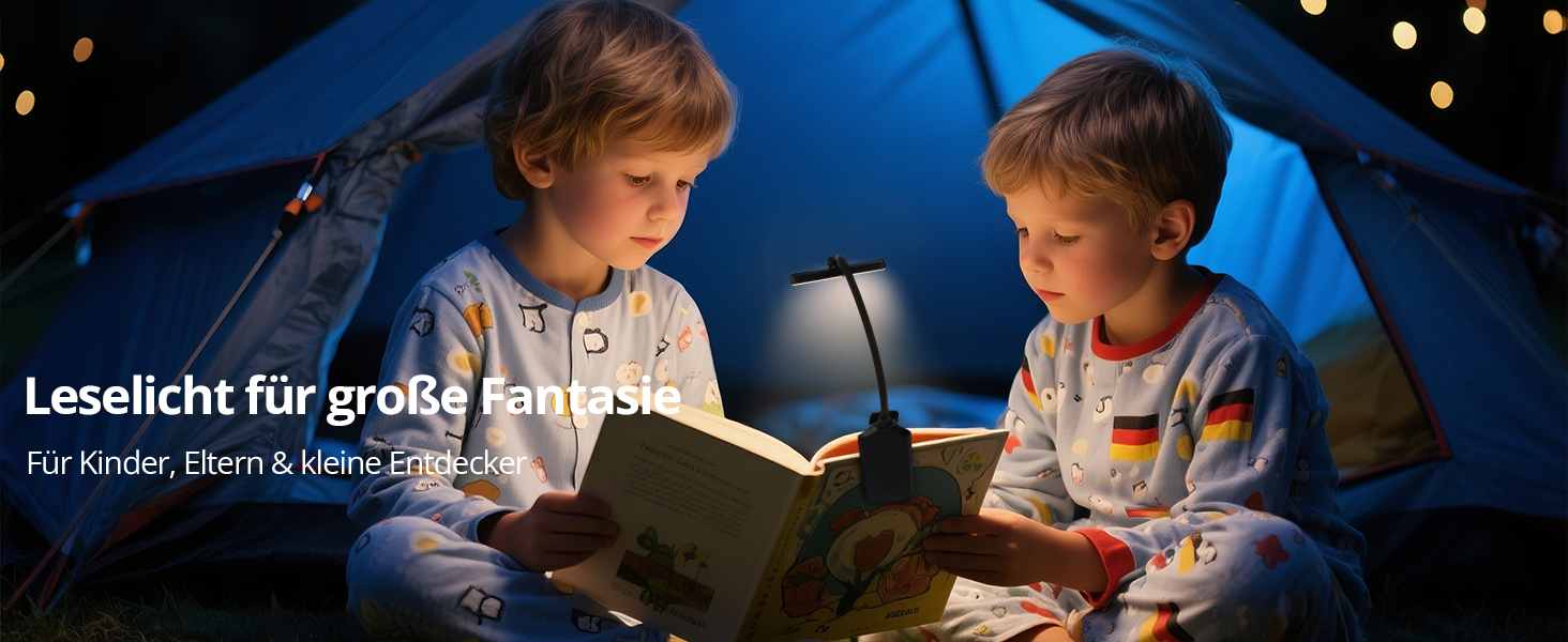 LED лампа для читання з кріпленням, 24 світлодіоди, регульована яскравість, 3 режими температури кольору, USB-C, гнучкий поворот на 360°, захист очей, для дорослих та дітей