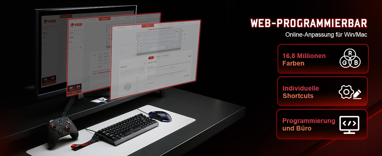 Механічна ігрова клавіатура YUNZII MADLIONS MAD68 з провідним підключенням, Hall Effect, PBT клавіші, RGB підсвічуванням, 8K polling rate (Black, Magnetic Amber Pro Switch)