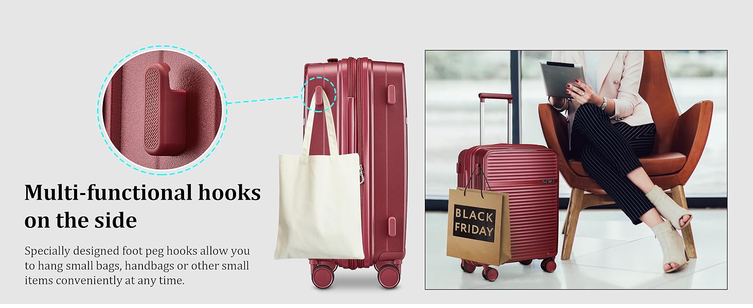 Набір валіз Joyway 4шт з жорстким корпусом та TSA-замком, розширюваний, чорний (червоний), комплект валіз