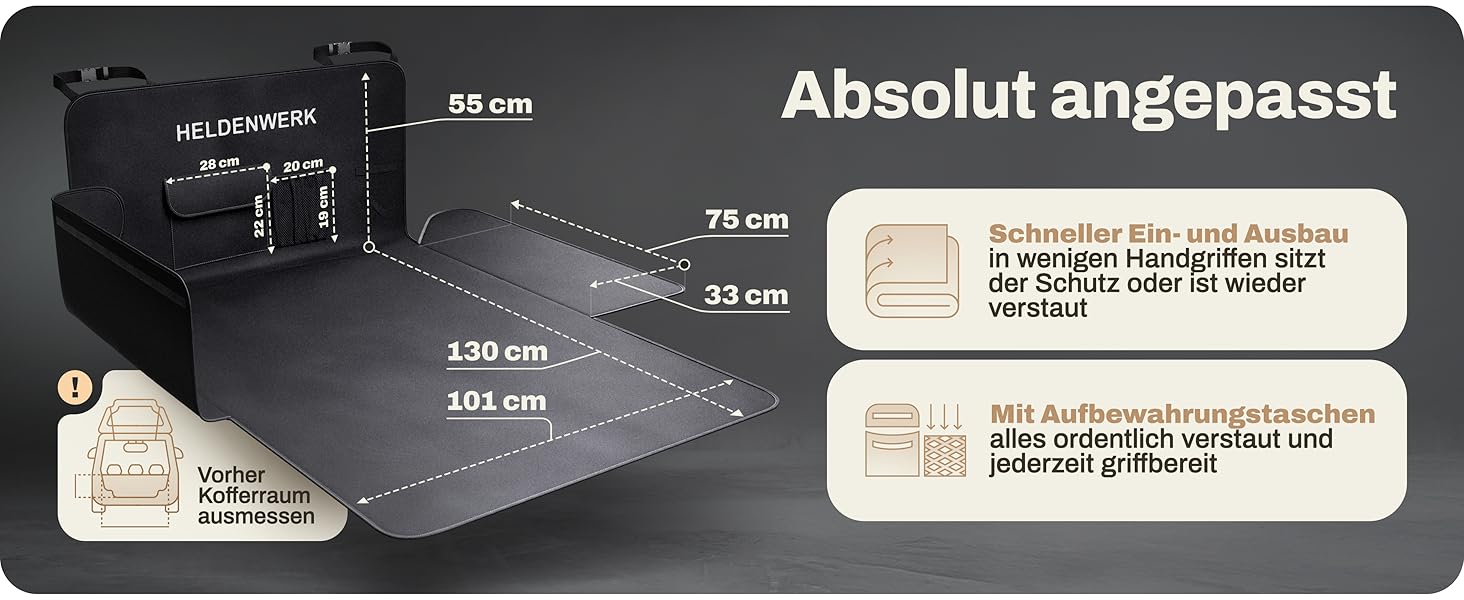 Захист для багажника авто для собак HELDENWERK: водонепроникний, з захистом бокових стінок та краю, універсальний, чорний