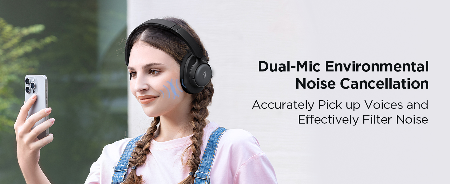 1MORE HQ31 Бездротові навушники Bluetooth Over-Ear з активним шумозаглушенням, 90 годин роботи, Hi-Res Audio, об'ємним звуком, чітким дзвінком, швидкою зарядкою, EQ в додатку, чорний