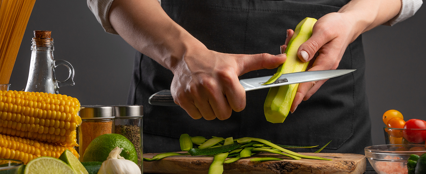 Ніж кухарський HOSHANHO 15 см з нержавіючої сталі, професійний, ергономічна ручка, срібний