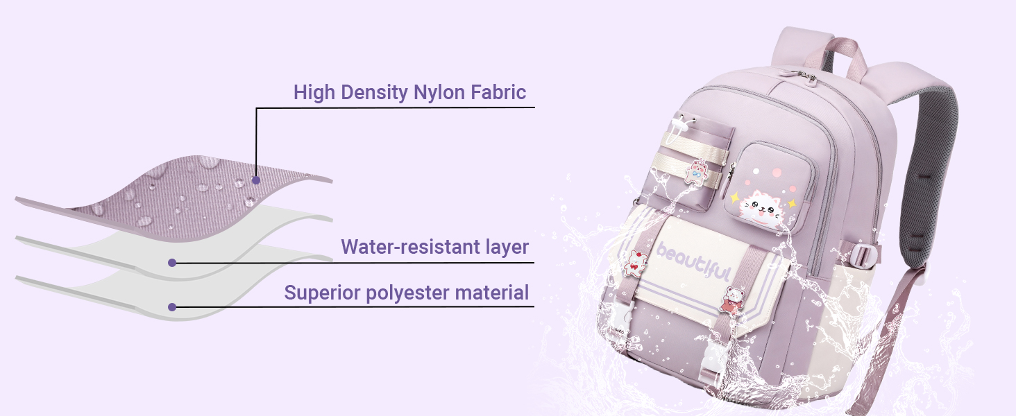 Дитячий рюкзак IvyH для дівчаток – велика місткість, водонепроникний, ідеальний для школи, 2-6 клас, фіолетовий