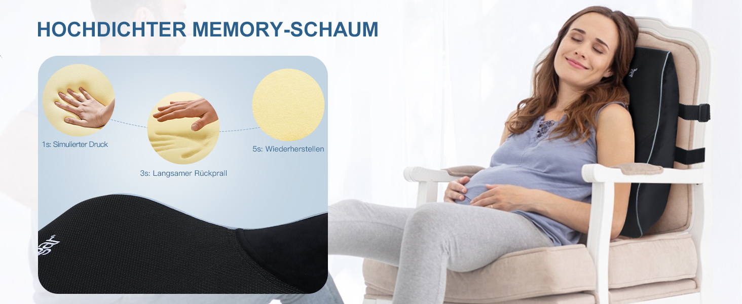 Подушка для спини Feagar Memory Foam - підтримка спини для офісного крісла та дивана | Ортопедична подушка для офісу та дому, чорна
