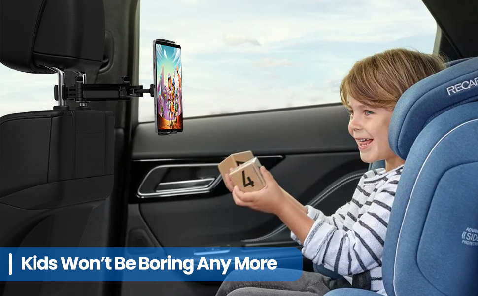Тримач для планшета в авто, універсальний, 360° обертання, для iPad, Switch, Samsung Tab, смартфонів 4.7-13 дюймів, чорний