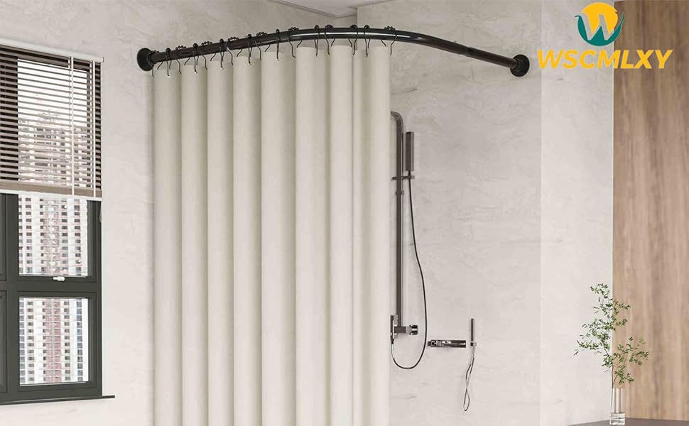 Штанга для душу без свердління, чорна, 70-95x105-165 см, з кільцями для душу (з нержавіючої сталі)