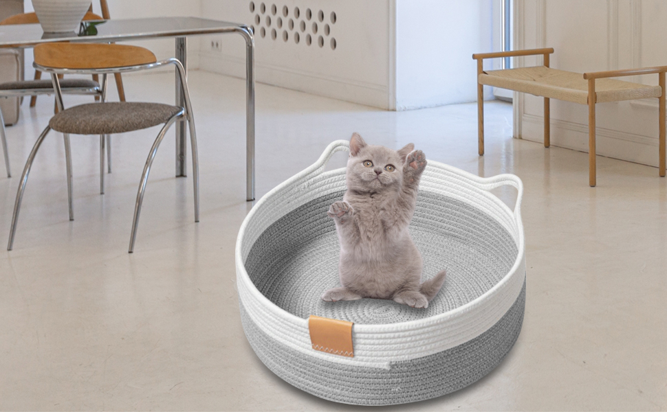 Квіткове ліжко для кота, 40 см, складаний кошик-гніздечко, дихаюче ліжко для домашніх тварин, стійке до подряпин, універсальне ліжко для кошенят, світло-сірий колір