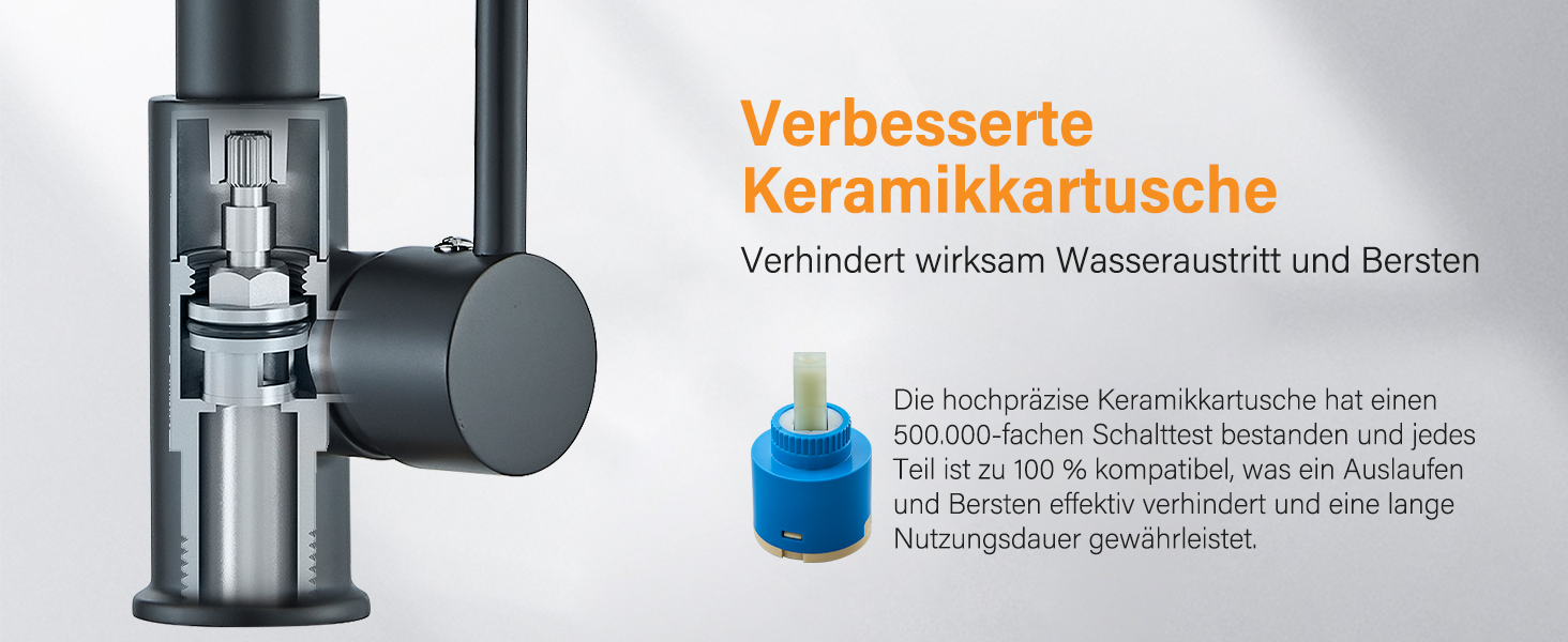 Кухвонний змішувач Hbronzeshower з висувною лійкою, 360° поворот, нержавіюча сталь, чорний