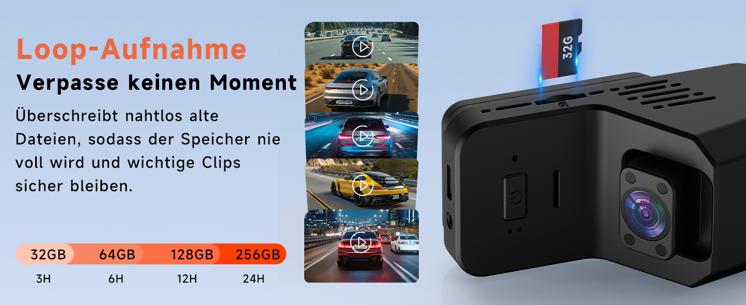 Відеореєстратор Veement Dashcam Auto: 2.5K+1080p, міні камера, нічне бачення, G-сенсор, паркувальний режим, 32GB карта, чорний