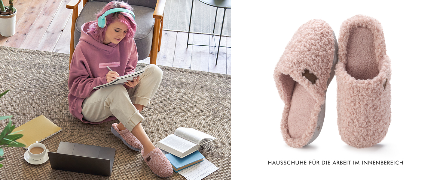 Жіночі тапочки YOLIS Flauschig з підтримкою склепіння стопи, м'які, з піною з пам'яті, зручні та теплі для дому та вулиці, чорні, 36/37 EU