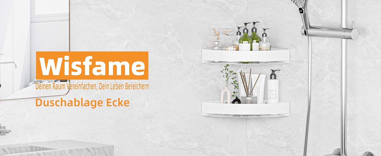 Поличка для душу без свердління, кутова, з нержавіючої сталі, з алюмінію - 2 шт., самоклеюча, для ванної кімнати, 8 кг на полицю, білий