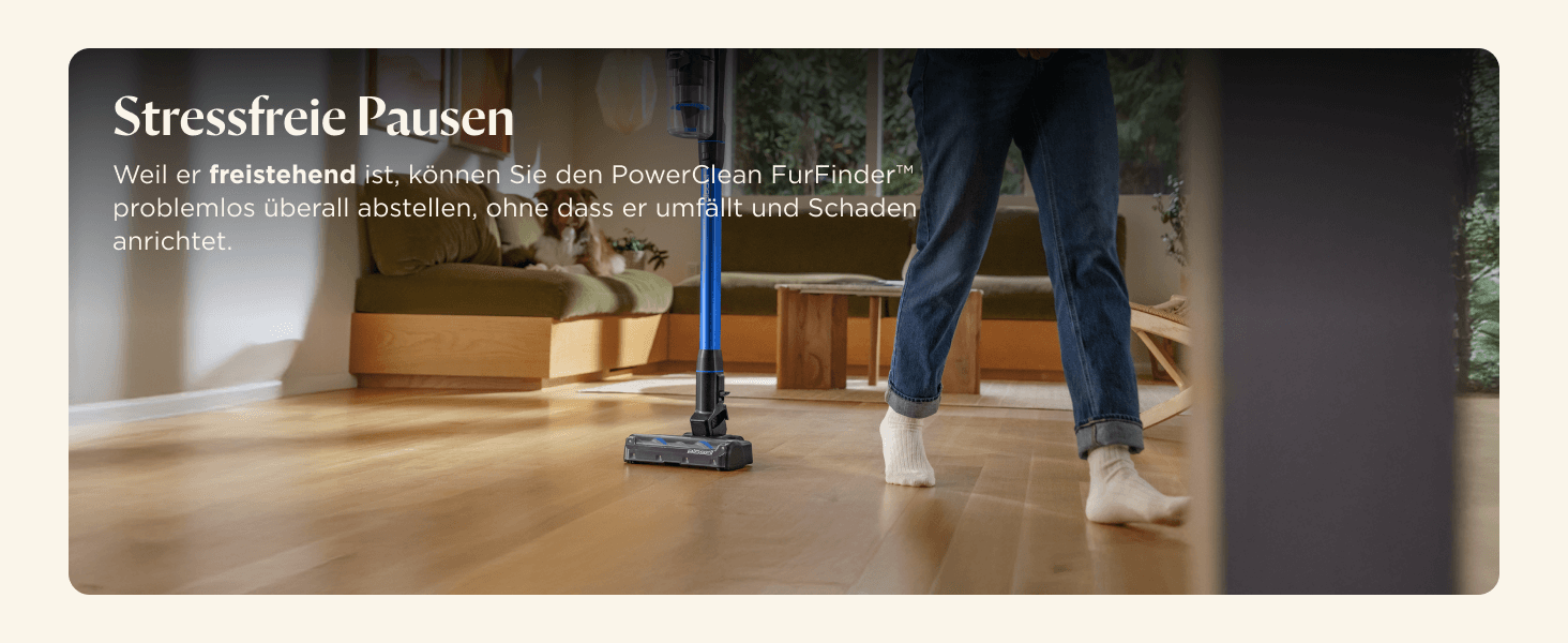 Бездротовий пилосос Bissell PowerClean FurGuard з акумулятором, 280W, самоочисна щітка, світло FurFinder, HEPA-фільтр, акумулятор 2500 mAh, час роботи 50 хв, щітка FurGuard 4091N для видалення шерсті тварин