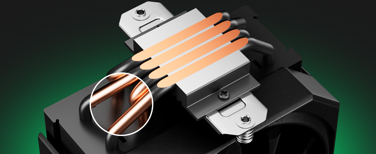 upHere Кулер для CPU з ARGB підсвічуванням, 4 теплові трубки, 120мм вентилятор, сумісний з AMD AM4 AM5/Intel 2011/2066, ПК кулер up1KC4