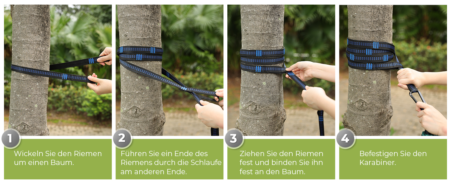 Гамак туристичний Glymnis Ultraleicht Outdoor 300x200 см, зелено-сірий, з мотузками та карабінами, вантажопідйомність 300 кг