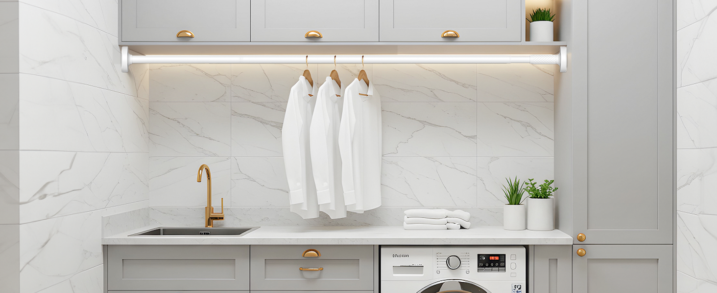 Штанга для карнизів AIZESI без свердління, 100-230 см, Ø 25 мм, телескопічна, для кріплення - регульована штанга для вікон, душу, балкону (білий, 81-158 см)