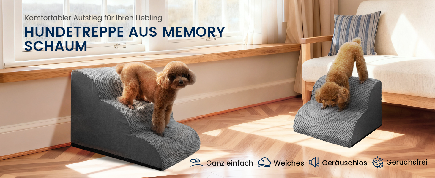 Сходинки для собак Mora Pets: зручні та безпечні для маленьких собак, 3 сходинки, 40 см, знімний, водостійкий чохол