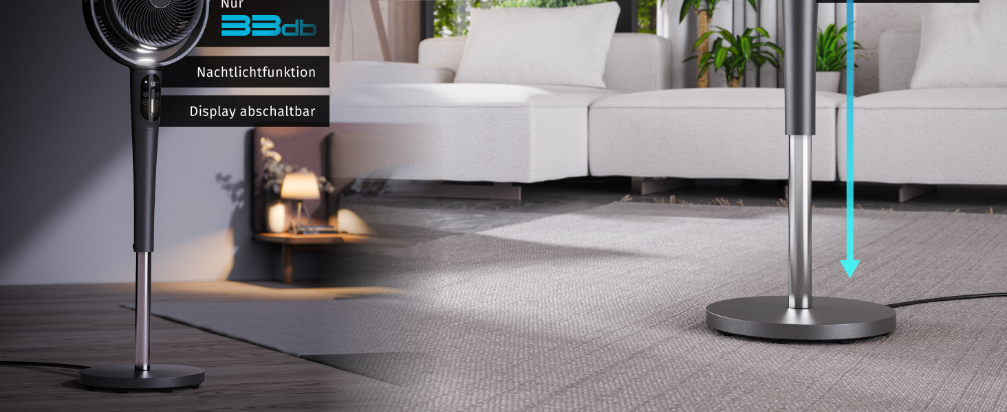 Вентилятор Standson 3D з DC мотором, тихий, енергоефективний, з пультом керування, 24 швидкості, осциляція