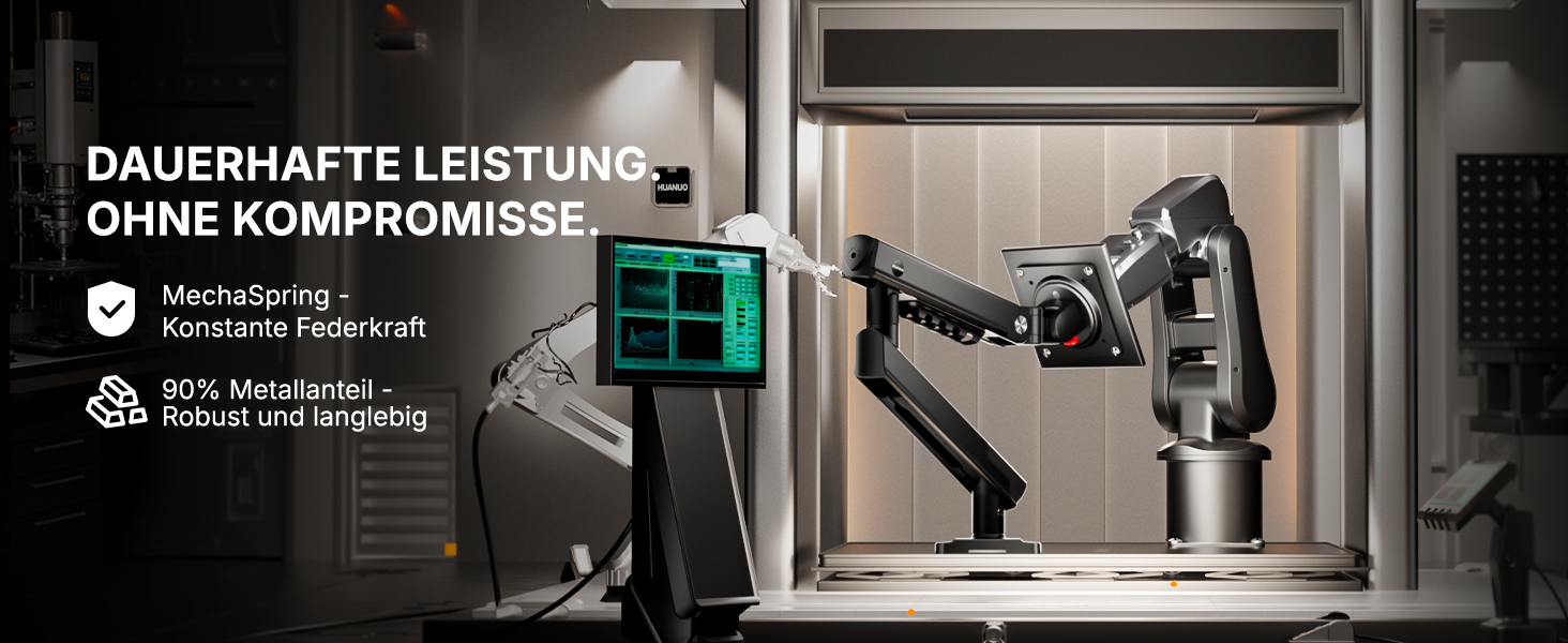Кронштейн для монітора HUANUO FlowLift Pro MechaSpring, 13-32 дюйми, до 9 кг, регулювання нахилу, повороту та обертання, VESA 75/100 мм, для геймінгу та офісу