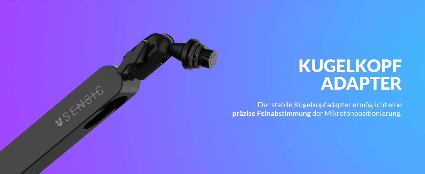 Мікрофонний тримач SENSIC SA-30 LP Low Profile з регульованим підлокітником, 360° обертання, для стрімінгу, інтегроване кабельне кріплення, універсальний, настільний