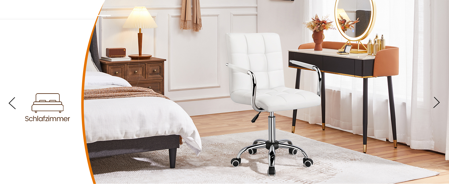 Офісне крісло Yaheetech з регулюванням висоти та знімними підлокітниками, штучна шкіра, білий колір