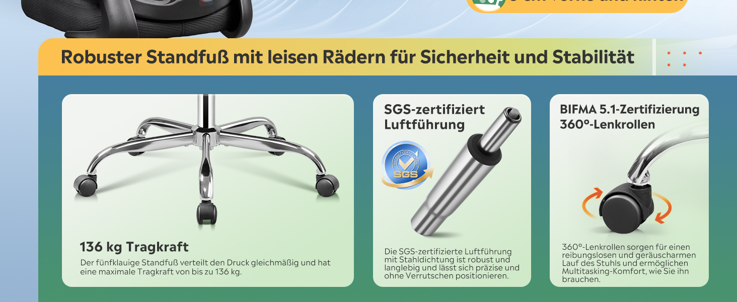 Офісне крісло Devaise ергономічне, з підтримкою попереку, 3D-підголівником, регульованими підлокітниками та сітчастою спинкою, для офісу та дому, до 150 кг, чорне