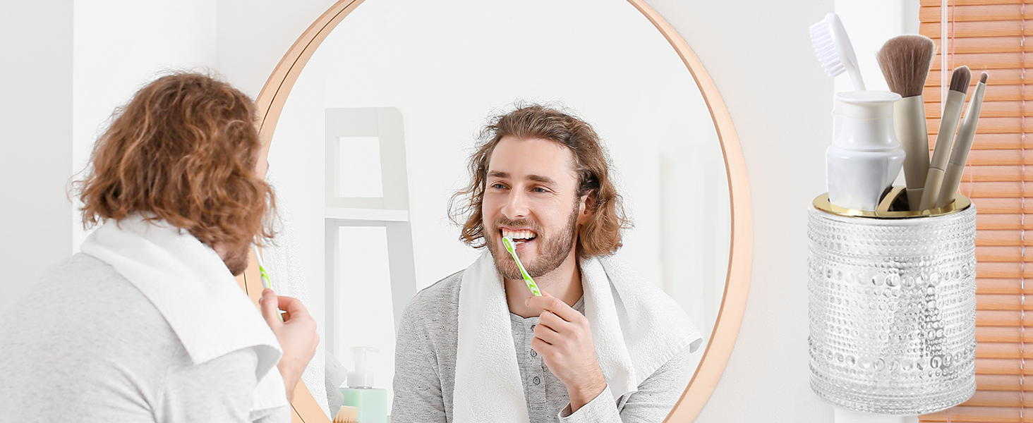 Набір аксесуарів для ванної кімнати Dasiton (4 шт.) з прозорого скла: мильниця, тримач для зубних щіток, стаканчик, контейнер для ватних паличок. Зелений/Прозорий (A)