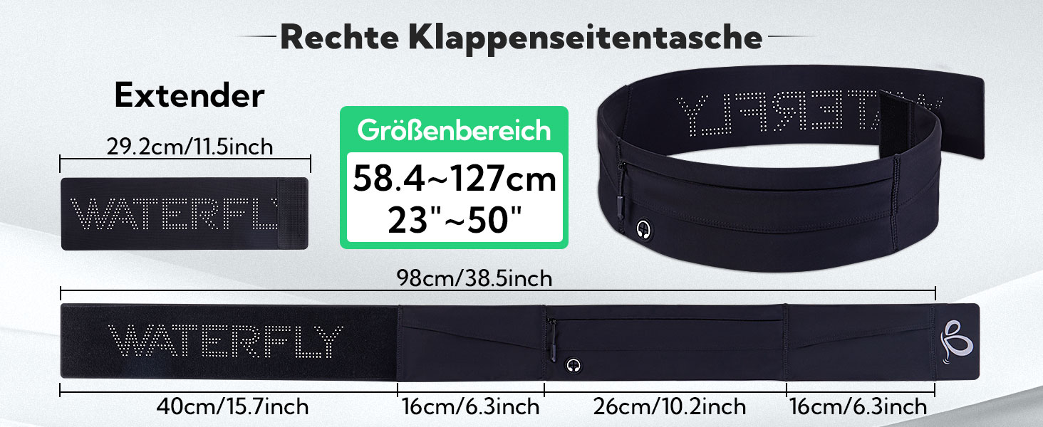 Водонепроникний поясний ремінь Waterfly для бігу, спорту та фітнесу (чоловічий/жіночий, темно-сірий)