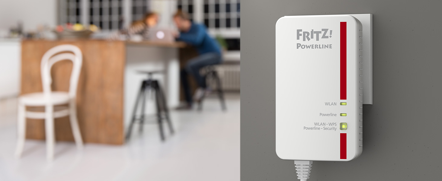 Набір FFRITZ!Powerline 1240E/1000E WLAN: Wi-Fi точка доступу, 1200 Мбіт/с, для медіа-стримінгу та NAS, білий