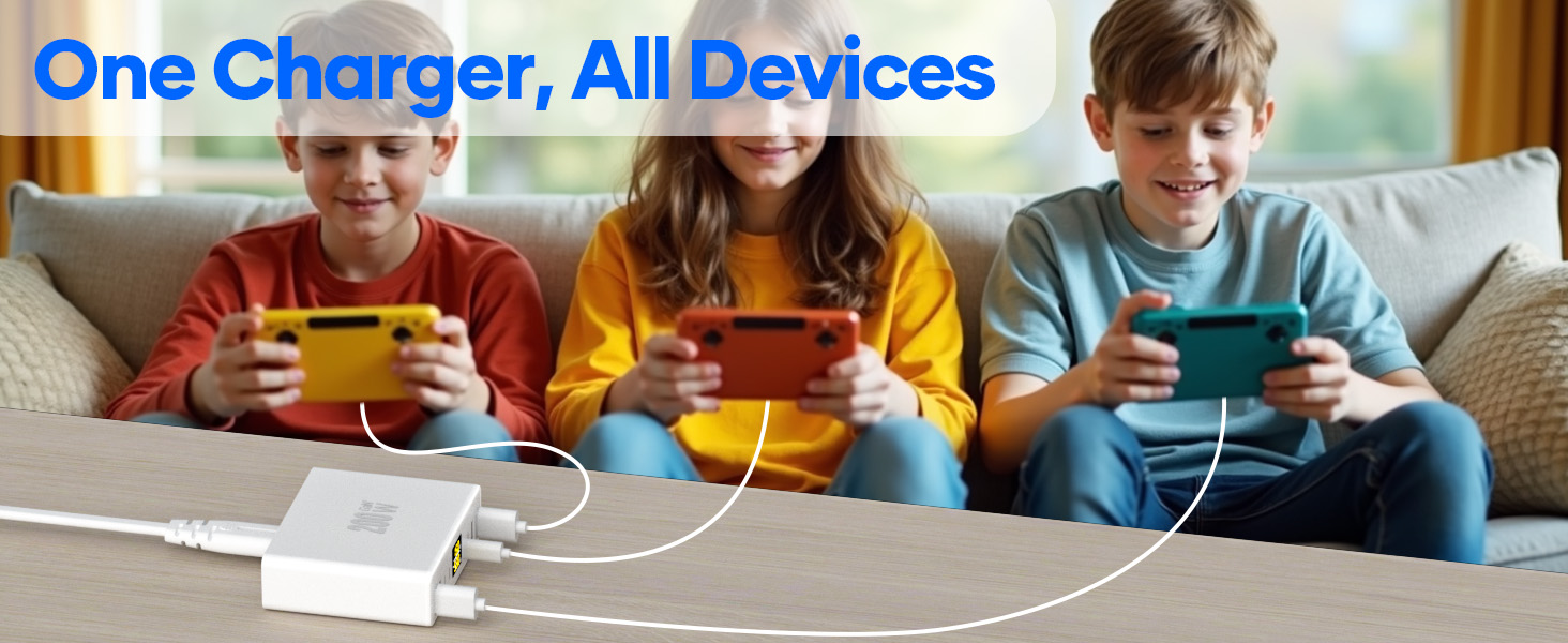 Зарядний пристрій USB-C багатопортовий 8 портів 200W GAN YSYFAD з LED індикатором, PD PPS Type-C, QC3.0, швидка зарядка для iPhone, iPad, MacBook, ноутбуків, білий