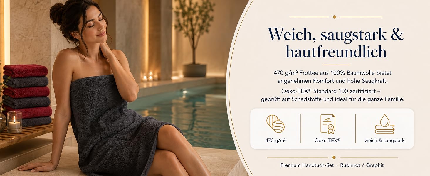 Набір рушників Betz Premium 12 предметів, 100% бавовна, Oeko-TEX Standard 100, 470г/м², колір рубіново-червоний/графіт