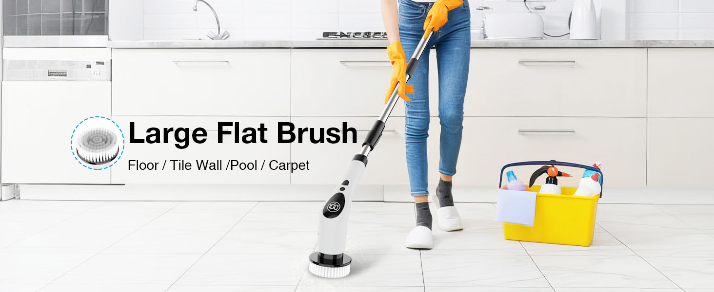Електрична щітка для прибирання з 7 насадок, водонепроникна PX7, набір для миття підлоги та ванни, регульована ручка