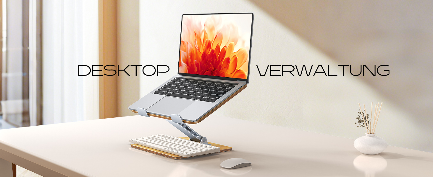 Підставка для ноутбука Holz + Aluminium, регульована, ергономічна, сумісна з MacBook Pro/Air, 10-16