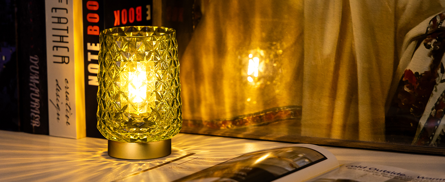 LED настільна лампа MJ PREMIER: акумуляторна, сенсорне керування, регулювання яскравості, скло, USB зарядка, аварійне освітлення (зелена)