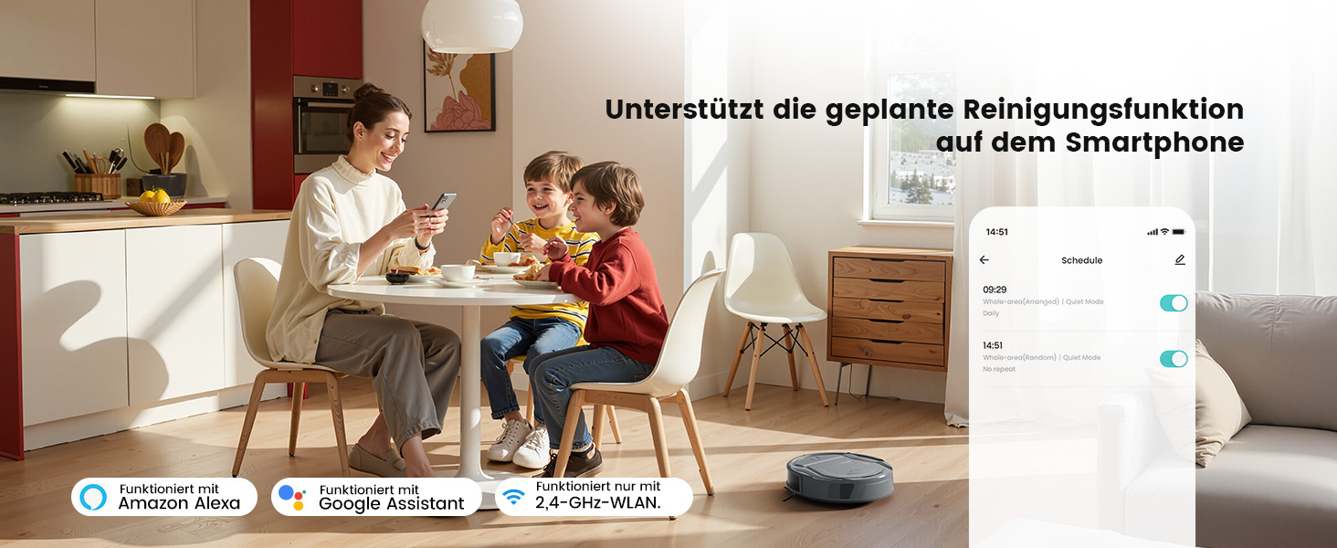 Робот-пилосос LEFANT M210P P1: тихий, тонкий, з Wi-Fi, Alexa, 6 режимів, для тварин, підлоги, килими