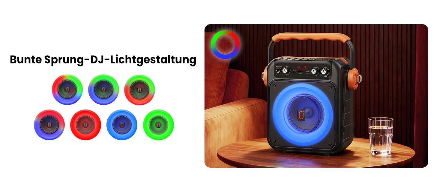 Караоке машина JYX MS82 з 2 мікрофонами, Bluetooth 5.3, USB/TF/AUX, LED-підсвітка, портативна колонка для вечірок та відпочинку