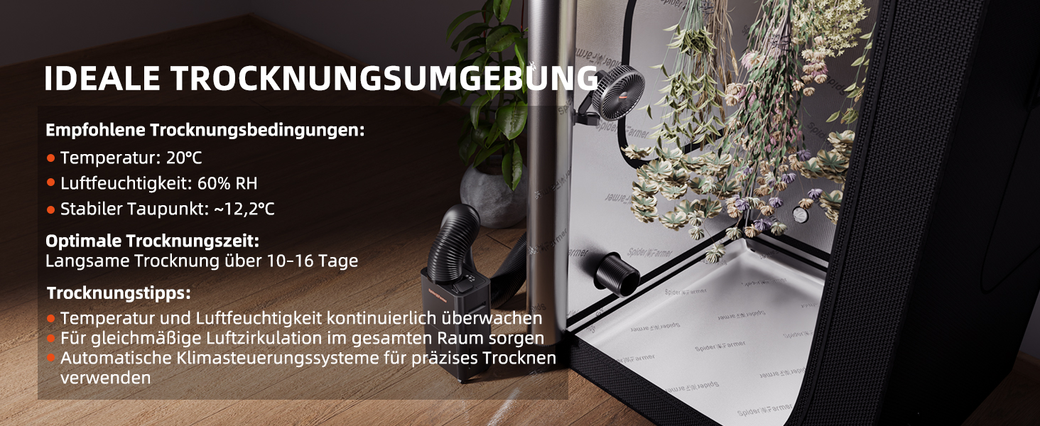 Електричний осушувач повітря Spider Farmer 12L з регулюванням вологості, APP-керування, таймер 24H для теплиці, дому та підвалу