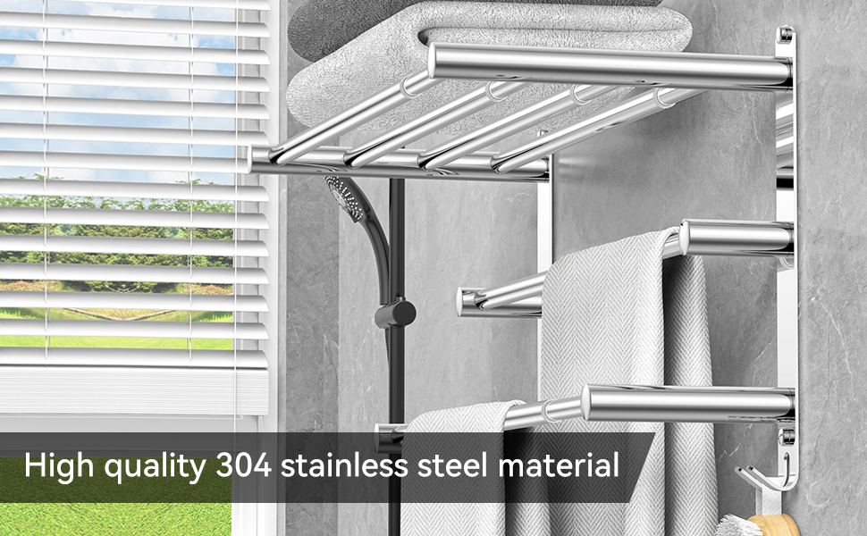 Висувна тримач для рушників 43-78 см, нержавіюча сталь, без свердління, тримач для рушників, полиця для стіни, для ванної кімнати та кухні