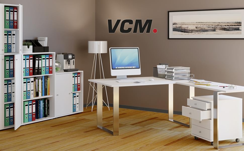 Сучасна офісна шафа VCM Lona 2-фахова, біла, з розсувними дверцятами, 70x73x37 см, для документів