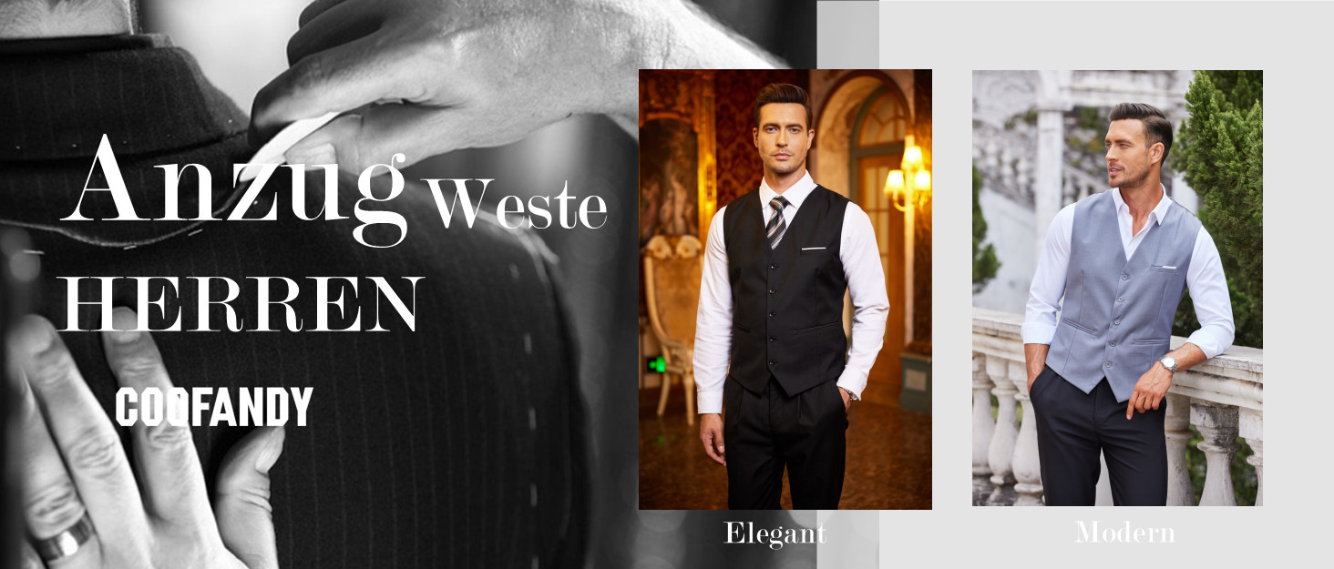 Костюмний жилет чоловічий COOFANDY, Slim fit, чорний, для вечірки та офісу