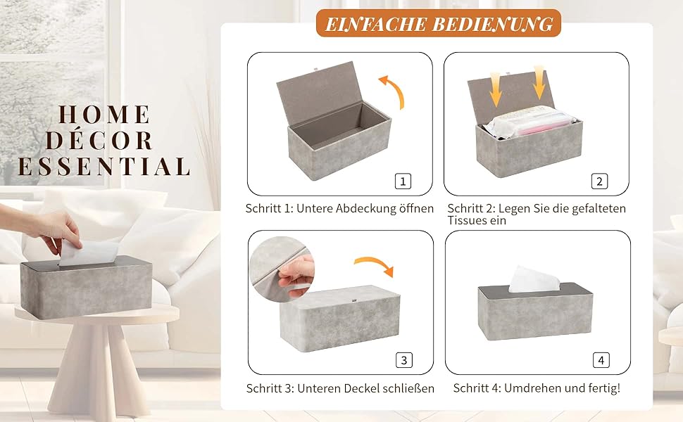 Скляниця для серветок з дерева та металу, 24x12x9 см, сіра, для дому, ванної кімнати, офісу