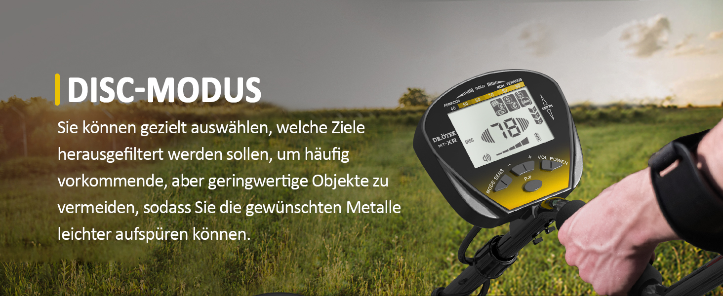 Металодетектор DR.ÖTEK Profi Set: легкий, для дітей та дорослих, з точним визначенням місця знахідки, режимами пам'яті та водонепроникною котушкою, 5 режимів, висока точність, комплект з лопаткою