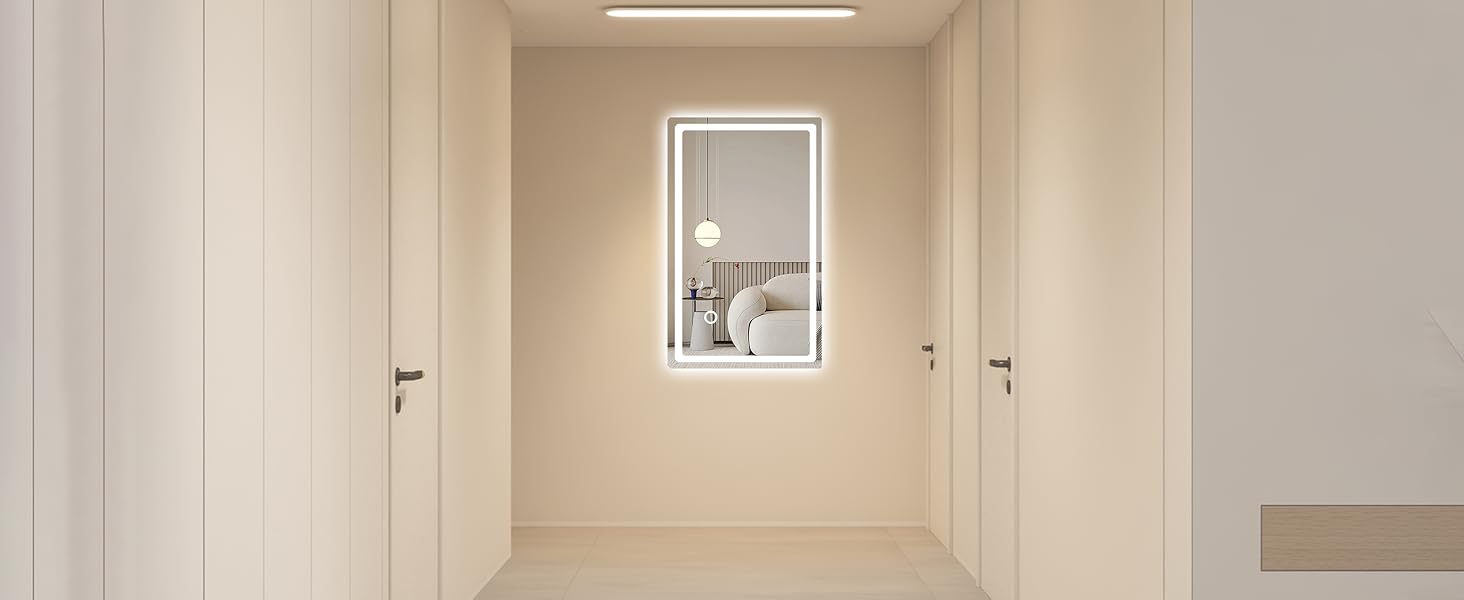 Дзеркало для ванної кімнати з підсвічуванням 40x60 см LED, з вимикачем, холодне біле світло 6000K