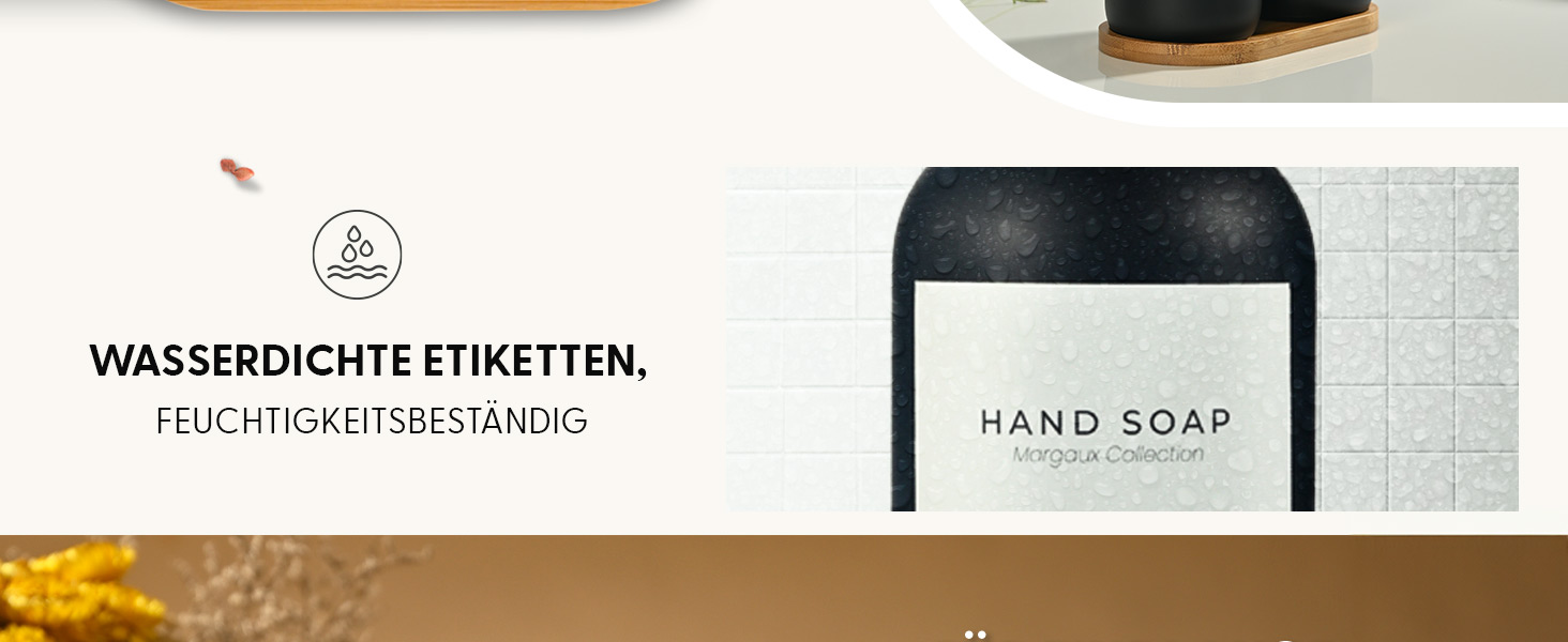 Набір дозаторів для мила та рідкого миючого засобу MaisoNovo: скляні дозатори з бамбуковою помпою, 2 шт. (500 мл)